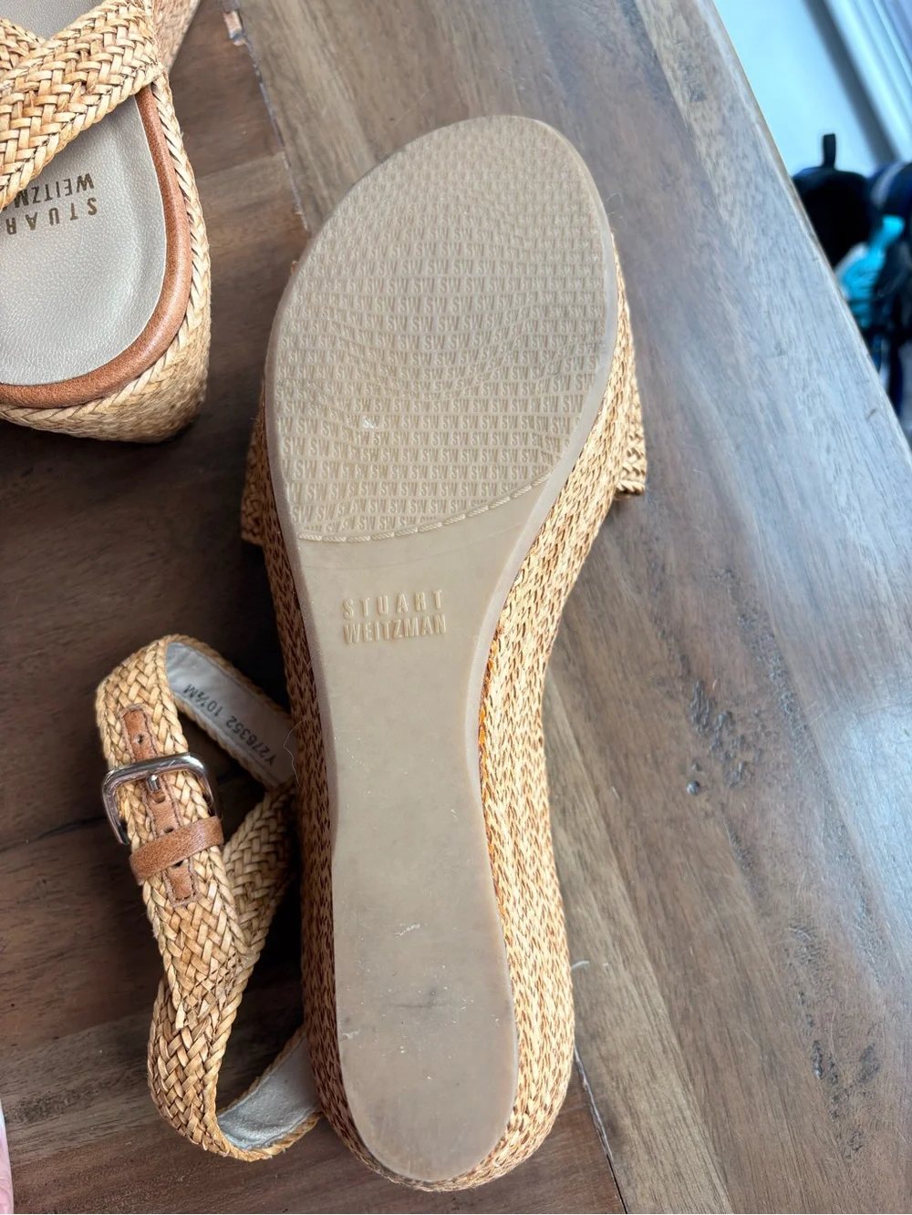 Stuart Weitzman Barbados Braided Wedge Sandal - Tan - Picture 10 of 12